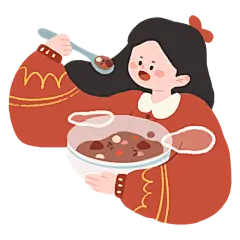 卡通感腊八节女孩元素贴纸