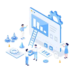 常规内容-教育系列扁平风人物+齿轮+报表插画元素