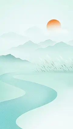 立冬弥散渐变人物芦苇太阳背景