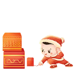 卡通感小年小孩元素贴纸