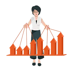 扁平女人手拿股市涨幅常规贴纸