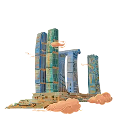 金边国潮风-城市建筑地标主题