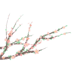 手绘油画棒-桃花花枝贴纸元素