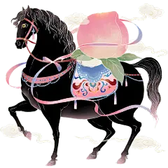 马年中式感敦煌风插画马元素