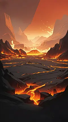 背景系列玄幻风自然岩浆爆发游戏背景