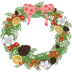 圣诞节平安夜插画手绘花环装饰元素素材