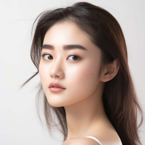 美丽的年轻亚洲女人与干净的新鲜的皮肤在白色的背景面部护理面部治疗美容美容和水疗亚洲妇女肖像_美女壁纸手机壁纸高清