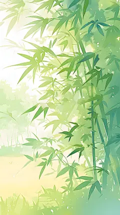 植物通用清新插画竹林背景场景图片素材