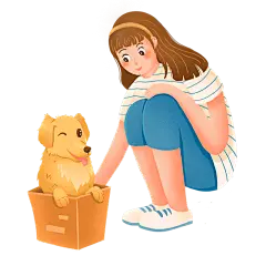 手绘风-人物插画-女孩