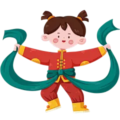 春节手绘卡通插画-跳舞