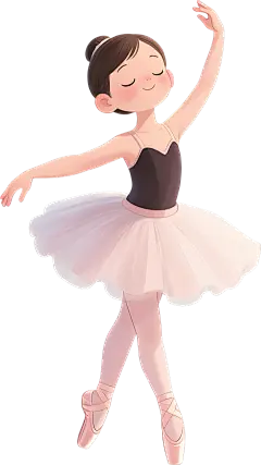 人物系列动漫风卡通芭蕾舞女孩闭眼跳舞元素