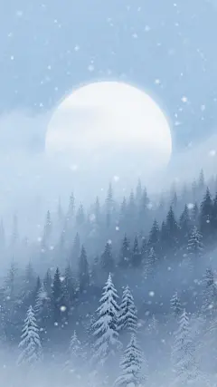 立冬实景感雪地树林白雾背景