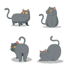 卡通灰色猫咪插画元素