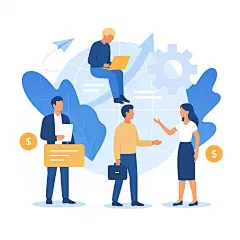 常规内容-人物系列企业员工交流沟通插画