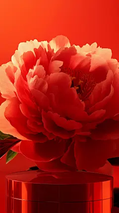 三八妇女节红芍药花朵展台背景