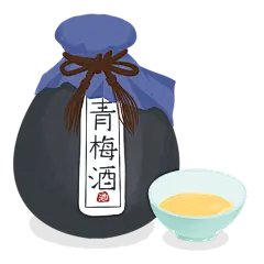 手绘酒水类贴纸-青梅酒