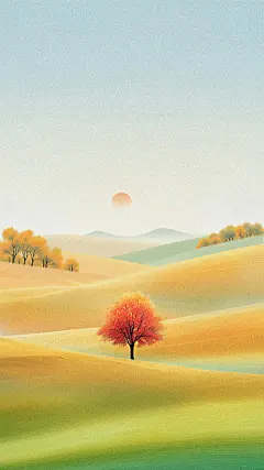 秋分肌理感渐变山水背景