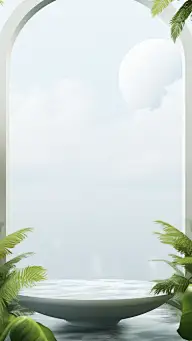 通用电商简约风绿植植物静态场景背景