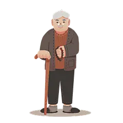 卡通风-父亲节氛围人物插画-拐杖