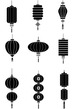 中国风中式黑色矢量灯笼元素素材
