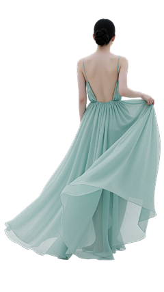 人物系列写实感穿绿纱的女人背影元素