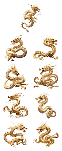 素材组合-龙年春节3D龙元素AI套系人物/动物贴纸