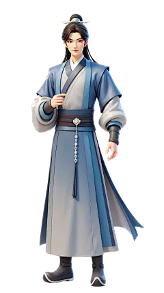 中国风3D古风汉服形象帅气年轻男生元素