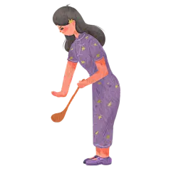 重阳节美食元素贴纸-打糕女人