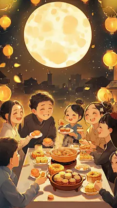 中秋通用团圆场景人物图片