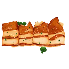 手绘-烧烤美食元素贴纸-五花肉