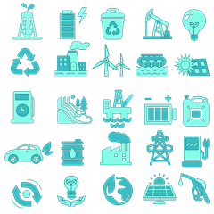 常规内容-图标系列插画感绿色环保图标元素组合