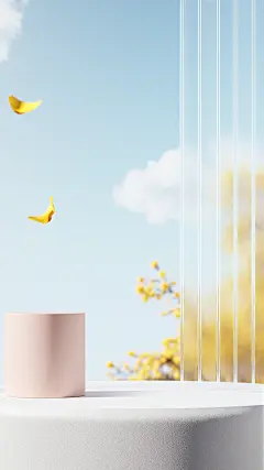 背景系列清新感天空玻璃展台背景
