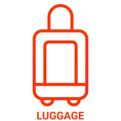 常规内容-图标系列扁平风红色描边行李箱元素