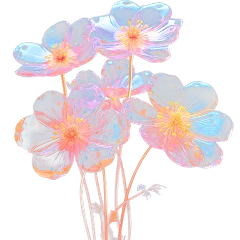 通用玻璃质感立体3D花朵花卉免抠元素
