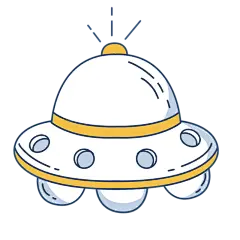 双色简笔画风-宇宙元素-飞行器