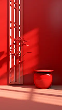 通用电商促销3D立体中国风中式室内光感场景背景图片素材