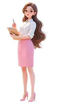 教育系列3D风戴眼镜长发女教师元素