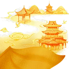 8.1八一建党节通用鎏金道路建筑大尺寸场景贴纸元素素材