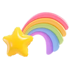 装饰系列3D风黄色星星+彩虹元素