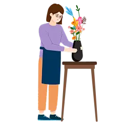 扁平-插花花艺女性人物插画-SVG2