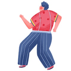 手绘-音乐节人物元素贴纸-跳舞2