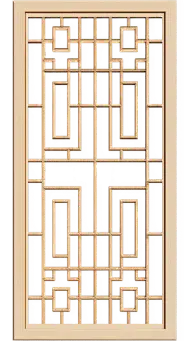 中国风系列中国风写实经典花纹对称屏风元素