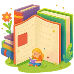 教育系列插画风人物微缩书本场景元素