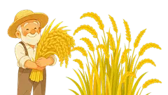 植物系列肌理感农民伯伯收稻子插画元素