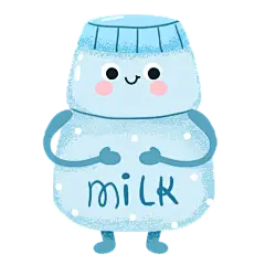 手绘-可爱拟人美食元素-牛奶