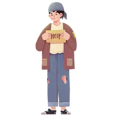 手绘-贫困流浪者元素人物插画10