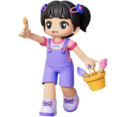 软3D可爱幼儿园小女孩人物贴纸