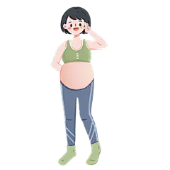 手绘-卡通孕妇穿搭人物插画贴纸8