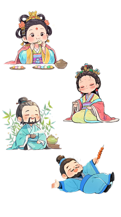 中国风系列漫画风Q版古代人物形象组合