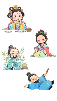 中国风系列漫画风Q版古代人物形象组合